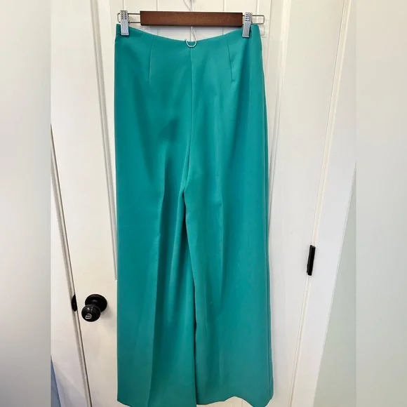 NWT MNG Green Wide Leg Trousers Size 2 High Waist Palazzo - Picture 5 of 6